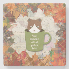 Porta-copo De Pedra Fall Break Cat