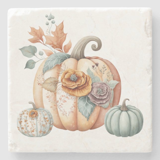 Porta-copo De Pedra Fall Pumpkin Marble  (Frente)