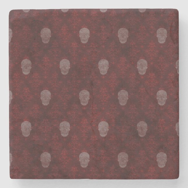 Porta-copo De Pedra Falln Victorian Skulls Red (Frente)