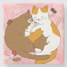 Porta-copo De Pedra Família de Gatos Cujos