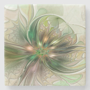 Porta-copo De Pedra Fantasia Abstrata Moderna Colorida Floral Fractal