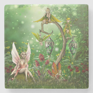 Porta-copo De Pedra Fantasy Woodland Fairy Pattern