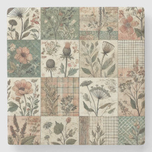 Porta-copo De Pedra Farmhouse Russo Sage Green Patches Wildflower