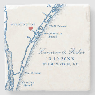 Porta-copo De Pedra Favor de Casamento em Airlie Gardens Mapa Naval de