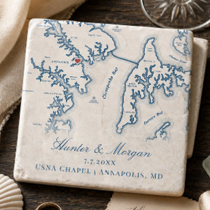 Porta-copo De Pedra Favor de casamento na Capela USNA Annapolis MD Map