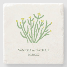 Porta-copo De Pedra Favor do Casamento Cholla Cactus Flor Amarelo