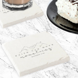 Porta-copo De Pedra Fé Pode Mover Montanhas