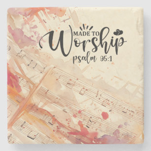 Porta-copo De Pedra Feita com uma citação cristã inspiracional Culto