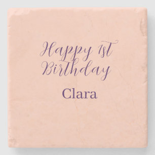 Porta-copo De Pedra Feliz aniversário de 1 ano laranja roxo boho retrô