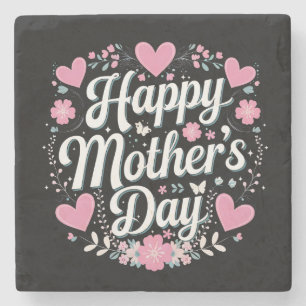 Porta-copo De Pedra Feliz Dia das Mães Floral Fofo Mamãe Vovó