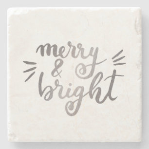 Porta-copo De Pedra Feliz e brilhante - prata