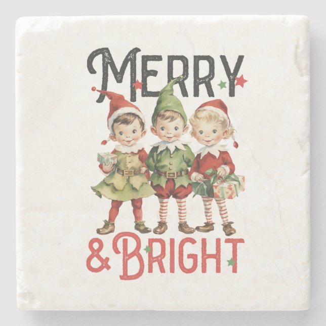 Porta-copo De Pedra Feliz e Brilho do Presente do Xmas (Frente)