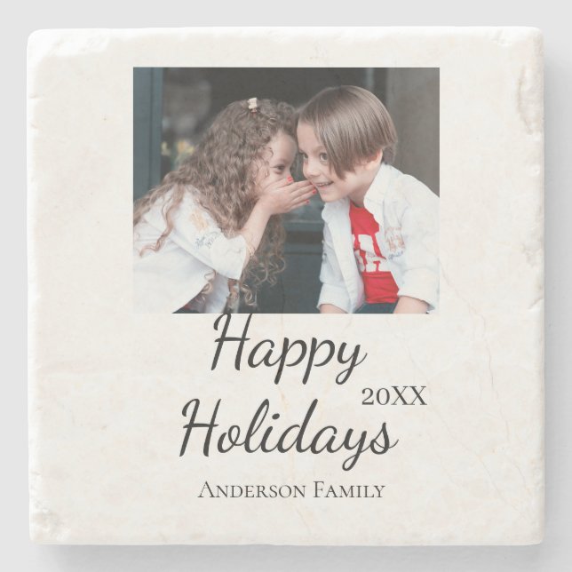 Porta-copo De Pedra Feliz feriado crianças foto da família presentes m (Frente)