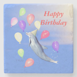 Porta-copo De Pedra Feliz Golfinho de Aniversário