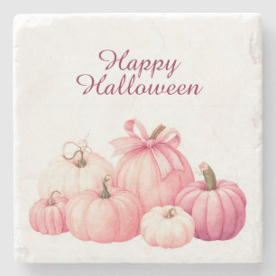 Porta-copo De Pedra Feliz Halloween - Portas copos De Abóbora Rosa Ros