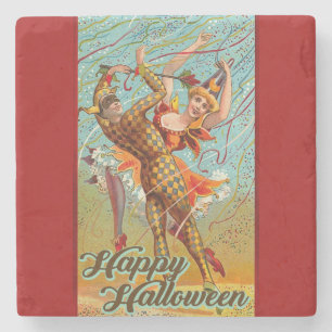 Porta-copo De Pedra Feliz Halloween Retro Poster