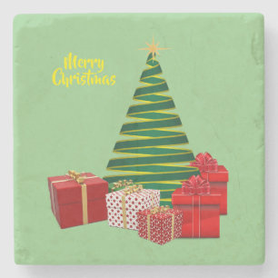 Porta-copo De Pedra Feliz Natal ~ Árvore com presentes