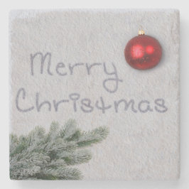 Porta-copo De Pedra Feliz Natal escrito na neve