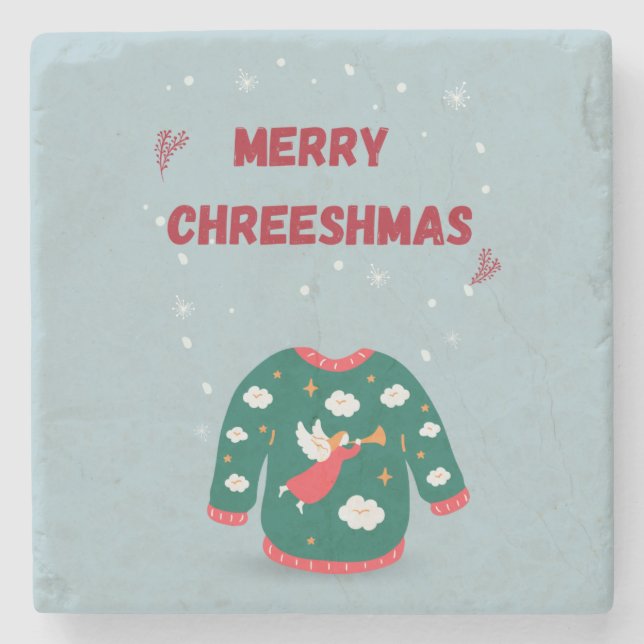 Porta-copo De Pedra Feliz Natal Feio Anjo (Frente)