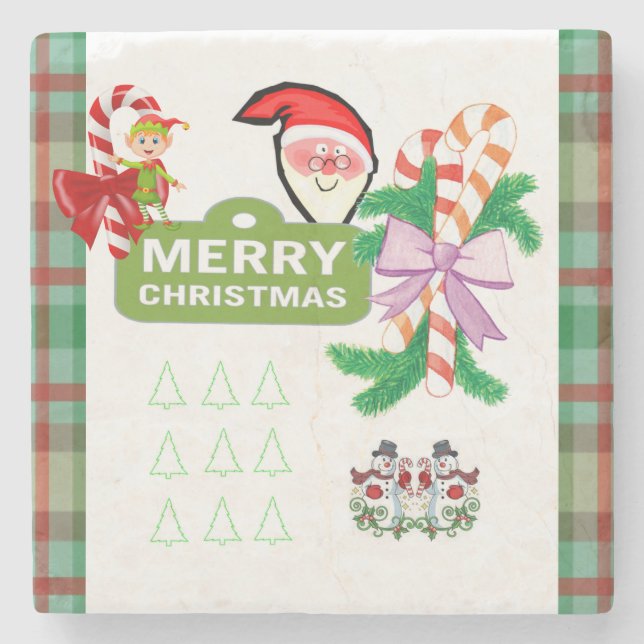 Porta-copo De Pedra Feliz Natal Marble Stone Porta copos Snowman (Frente)