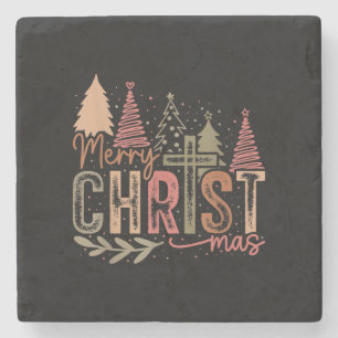 Porta-copo De Pedra Feliz Natal Mas Christmas Fé Cristã Jesus C