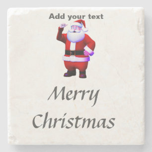 Porta-copo De Pedra Feliz Natal Papai Noel arte adicione o seu nome te