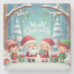 Porta-copo De Pedra Feliz Natal/papais noeis/elfos neve