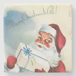 Porta-copo De Pedra Feliz Natal para Todos (Vintage Papai Noel)