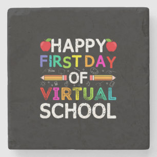 Porta-copo De Pedra Feliz Primeiro Dia Virtual Da Escola