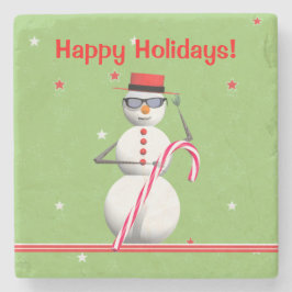 Porta-copo De Pedra Feriado de Natal Snowman