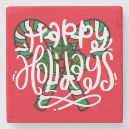 Porta-copo De Pedra Feriados Felizes Candy Cane