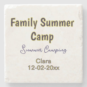 Porta-copo De Pedra Férias de camping em família personalizar nome dat