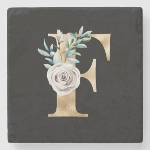 Porta-copo De Pedra Férias de inverno iniciais letra F