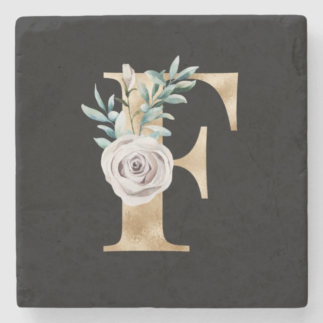 Porta-copo De Pedra Férias de inverno iniciais letra F (Frente)