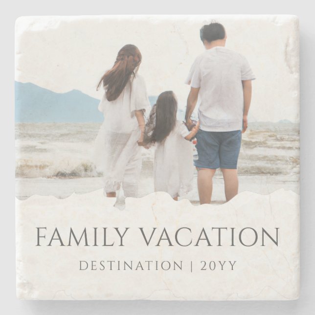 Porta-copo De Pedra Férias Familiares Elegantes | Foto Trip da Família (Frente)