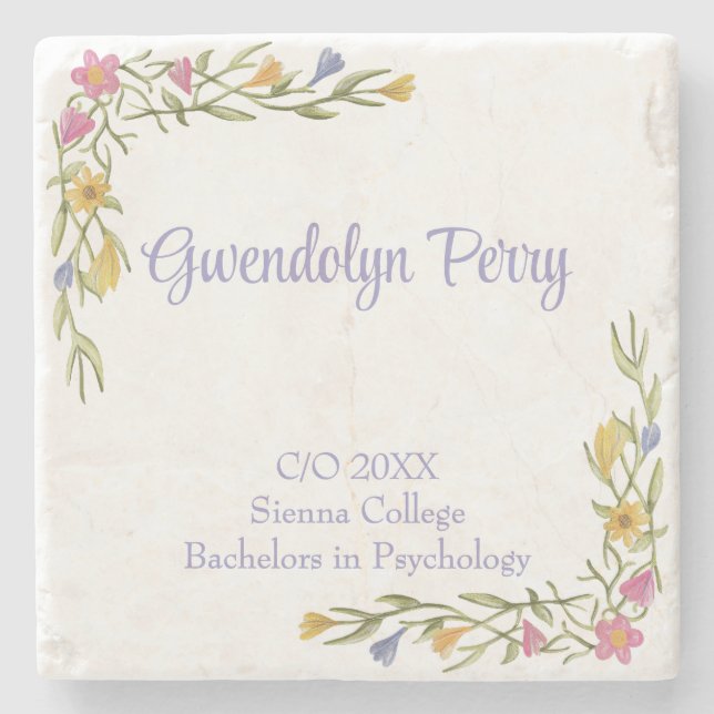 Porta-copo De Pedra Festa de Formandos Floral Boho (Frente)