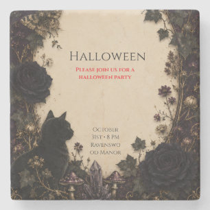 Porta-copo De Pedra Festa de Halloween Gótica Rosas, Murta Escura, Mar