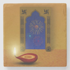 Porta-copo De Pedra Festivas Happy Diwali Fireworks - Porta copos de p