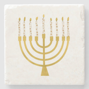 Porta-copo De Pedra Festivo Menorah Hanukkah velas Elegante minimo