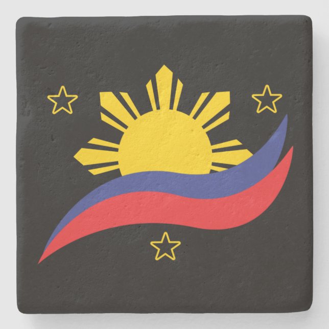 Porta-copo De Pedra Filipinas: Filipino Pinoy Flag (Frente)