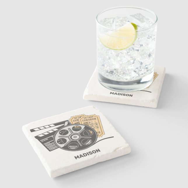 Porta-copo De Pedra Filme de nome personalizado (Lateral)