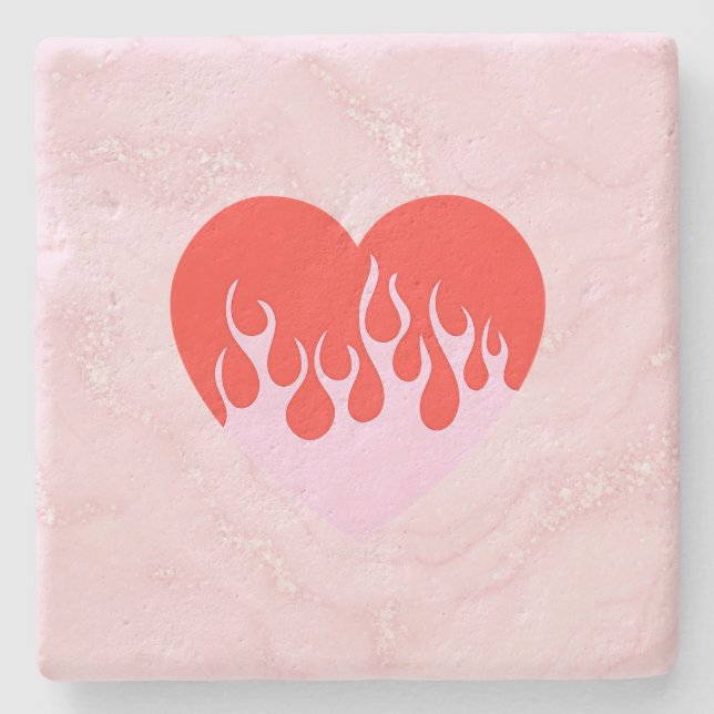 Porta-copo De Pedra Fire Heart (Frente)