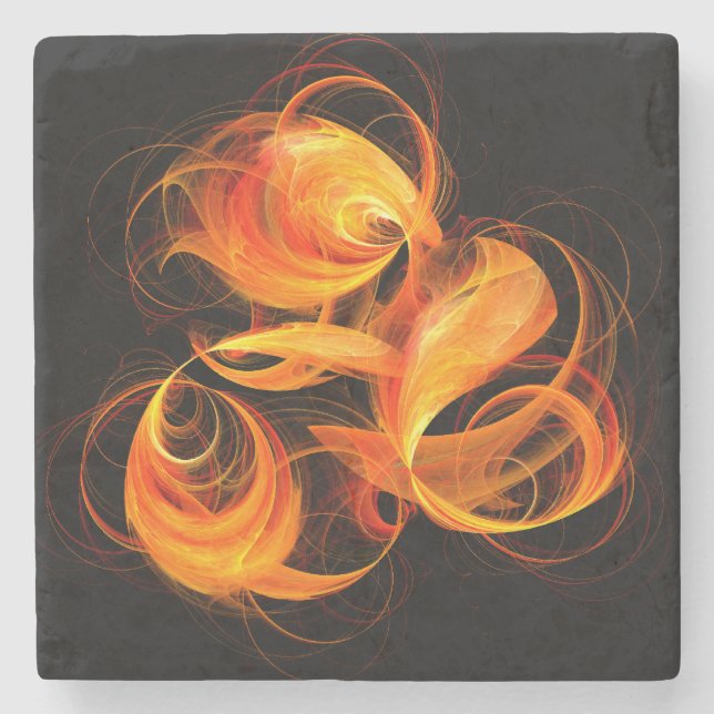 Porta-copo De Pedra Fireball Abstrato Art (Frente)