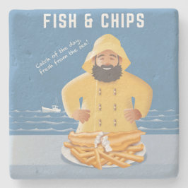 Porta-copo De Pedra Fish and Chips