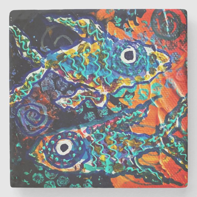 Porta-copo De Pedra Fish Stone Coaster (Frente)