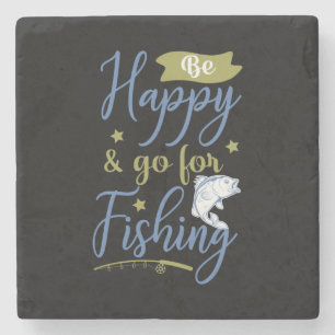 Porta-copo De Pedra Fishing Art Be Happy Go For Fishing