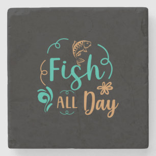 Porta-copo De Pedra Fishing Art Fish All Day