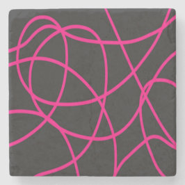 Porta-copo De Pedra Fitas magentas em preto