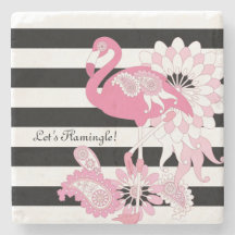 Flamingo Rosa Caprichoso Listras Pretas e Brancas
