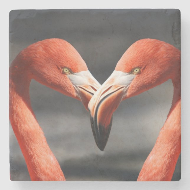 Porta-copo De Pedra Flamingoes no Amor (Frente)